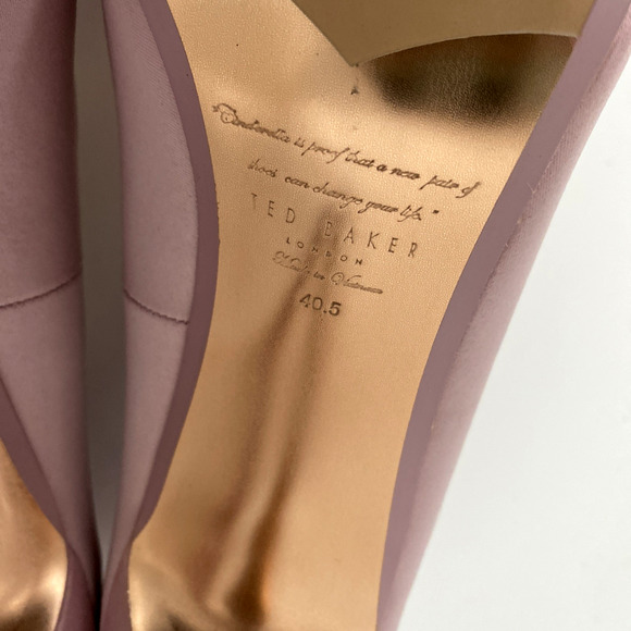 Ted Baker Skalett Pump Pink Pointed Toe Slim Heel Satin Bow Blush Light 40.5 - Picture 12 of 12